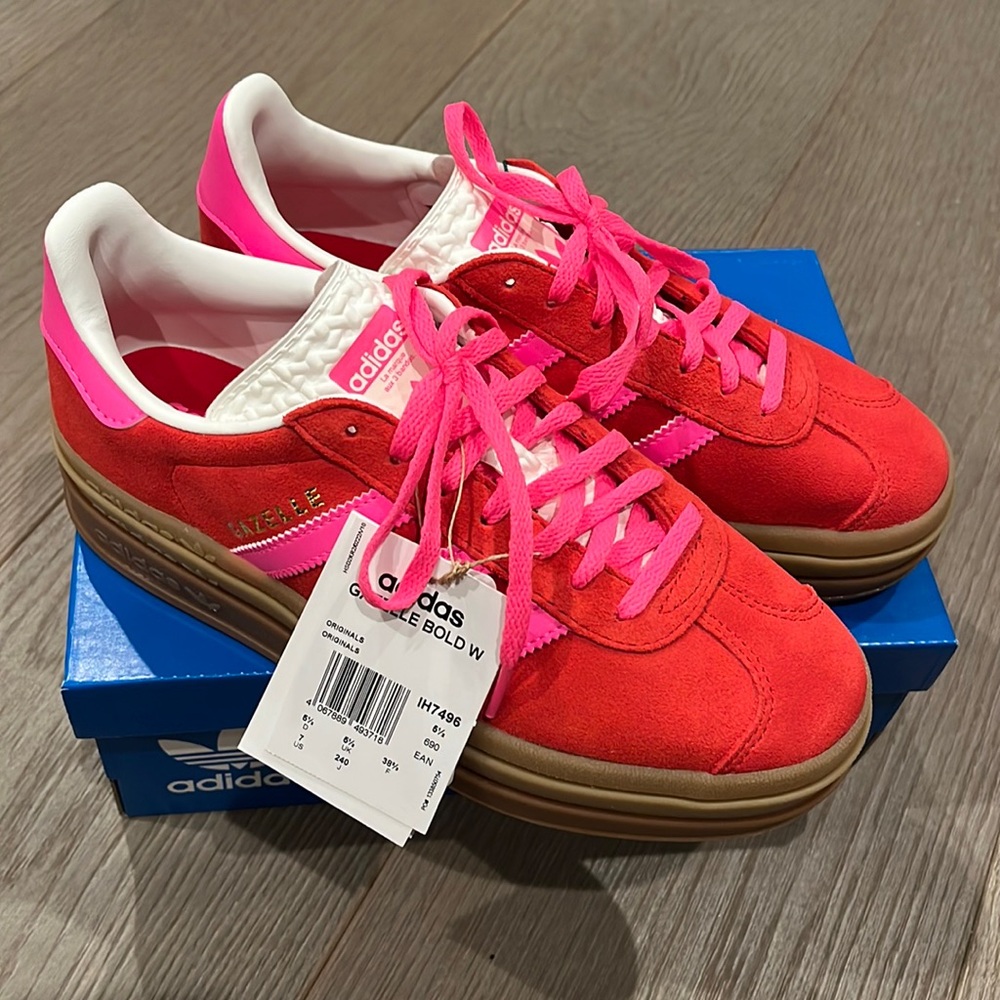 Adidas Gazelle Bold in Collegiate Red Lucid Pink
